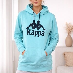 Kappa Women's Aqua Blue Hoodie with Black Logo